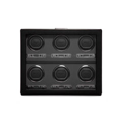WOLF Viceroy Black Vegan Leather 6pc Watch Winder