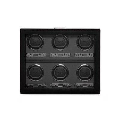 WOLF Viceroy Black Vegan Leather 6pc Watch Winder - Wolf product