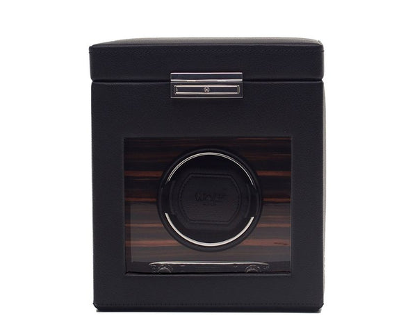 Wolf Roadster Black Single Watch Winder with Storage