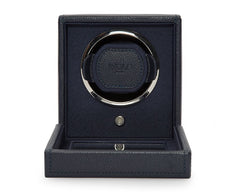 Wolf Cub Single Winder With Cover in Navy Leather