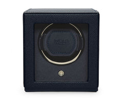 Wolf Cub Single Winder With Cover in Navy Leather