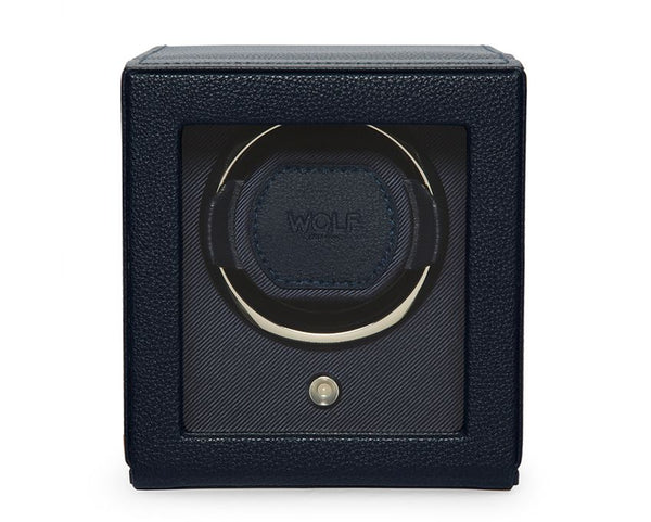 Wolf Cub Single Winder With Cover in Navy Leather