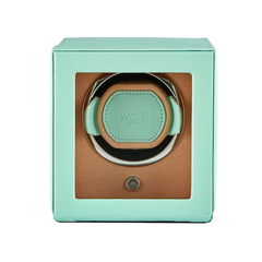 WOLF Cub Single Watch Winder with Cover in Mint and Peach