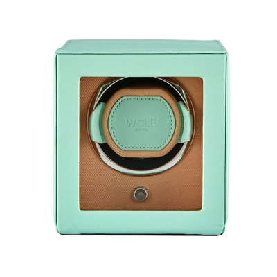 WOLF Cub Single Watch Winder with Cover in Mint and Peach - WOLF product