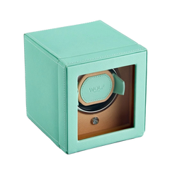 WOLF Cub Single Watch Winder with Cover in Mint and Peach