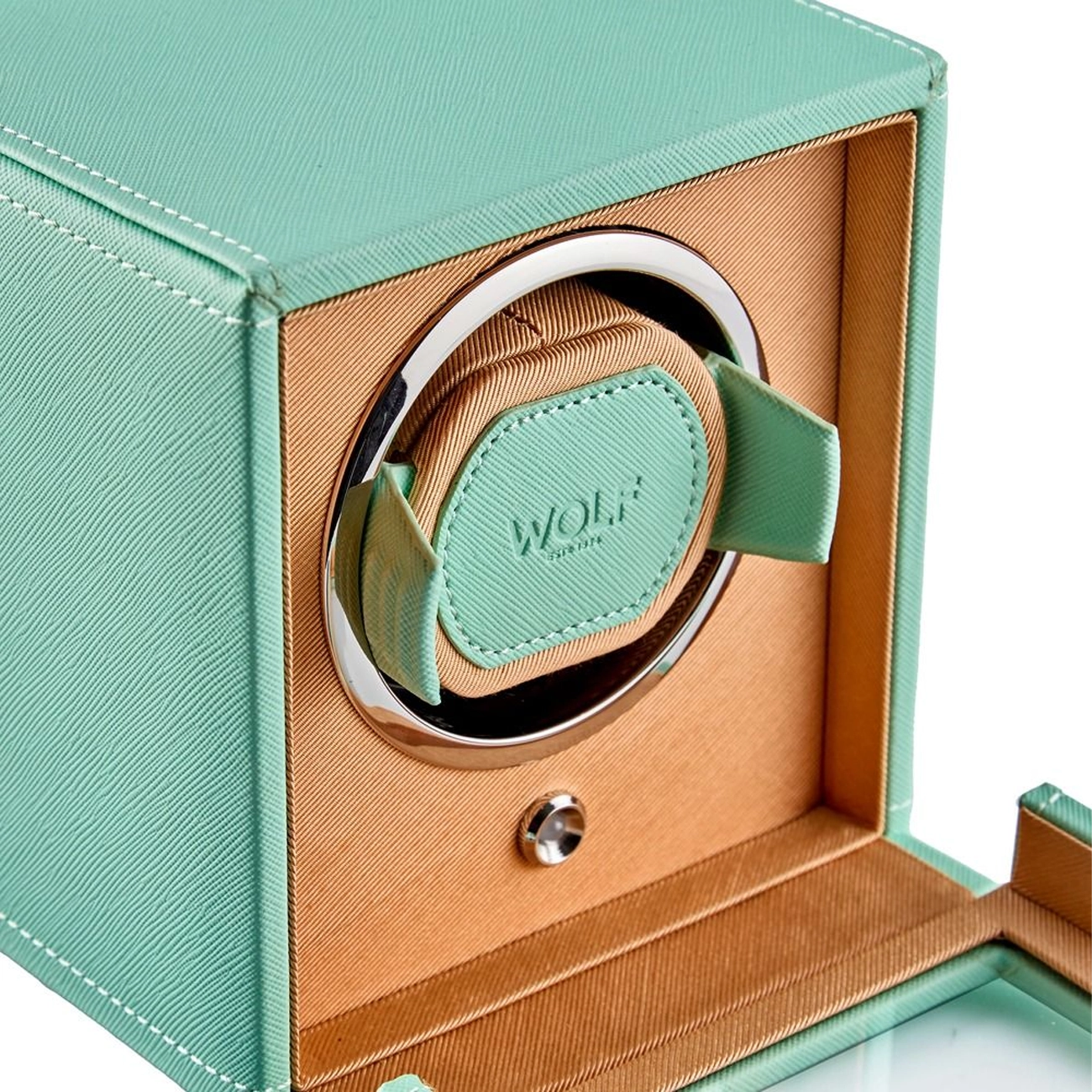 WOLF Cub Single Watch Winder with Cover in Mint and Peach