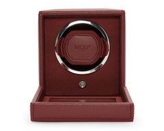 Wolf Cub Single Winder With Cover in Bordeaux Leather