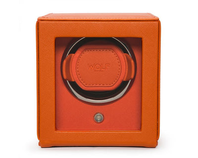 Wolf Cub Single Winder With Cover in Orange Leather - Wolf product