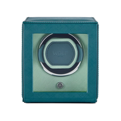 WOLF Cub Single Watch Winder with Cover in Teal and Mint