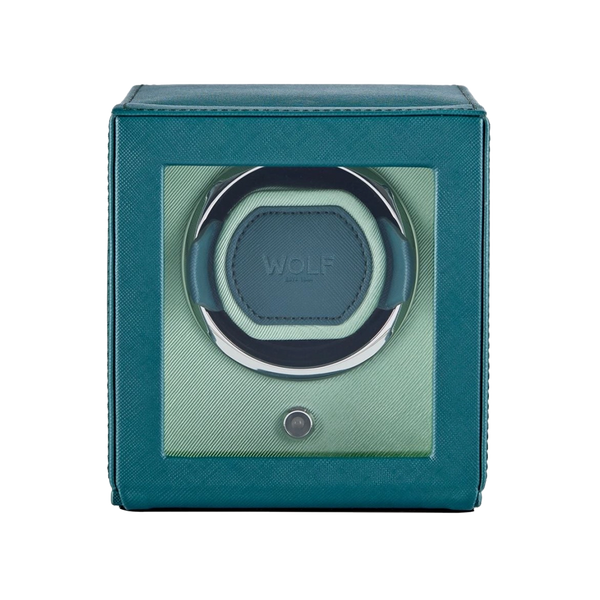 WOLF Cub Single Watch Winder with Cover in Teal and Mint