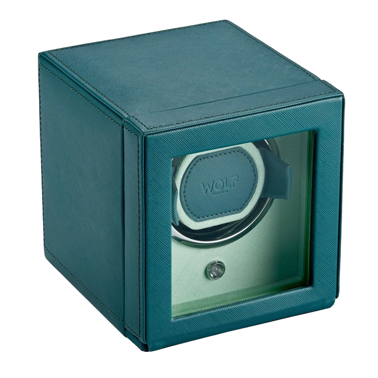 WOLF Cub Single Watch Winder with Cover in Teal and Mint