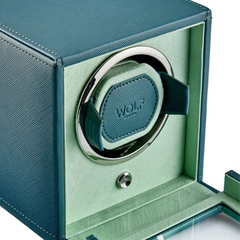 WOLF Cub Single Watch Winder with Cover in Teal and Mint