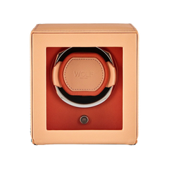 WOLF Cub Single Watch Winder with Cover in Peach and Orange