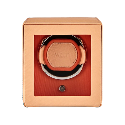 WOLF Cub Single Watch Winder with Cover in Peach and Orange - WOLF product