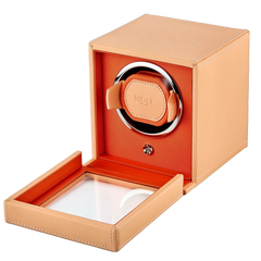 WOLF Cub Single Watch Winder with Cover in Peach and Orange