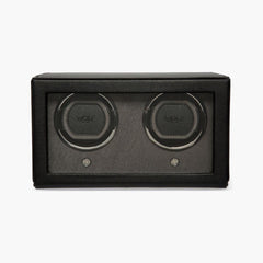 WOLF Cub Double Watch Winder in Black Vegan Leather