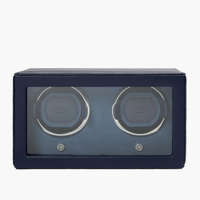 WOLF Cub Double Watch Winder in Navy Vegan Leather - Wolf product