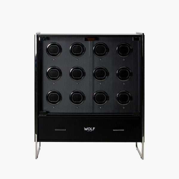 WOLF Watch Winder 12-piece Cabinet in Viceroy Black