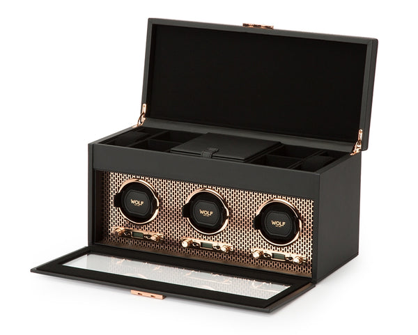 Wolf Axis Triple Watch Winder Storage in Copper