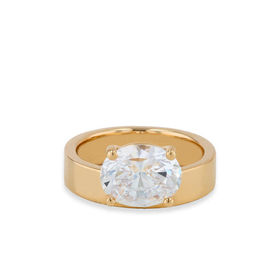 Cigar Band Floating Oval Engagement Ring Setting - Private Label product