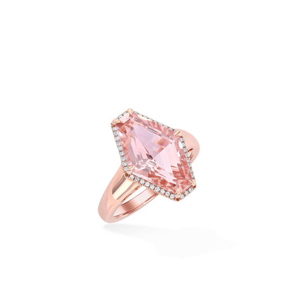 Morganite and Diamond Halo Ring - Private Label product