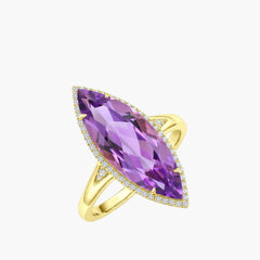 Marquise Amethyst and Diamond Halo Ring