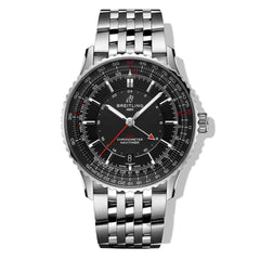 Breitling Navitimer Automatic GMT 41 Black Dial on Alligator Leather- 41mm