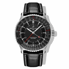 Breitling Navitimer Automatic GMT 41 Black Dial on Alligator Leather- 41mm