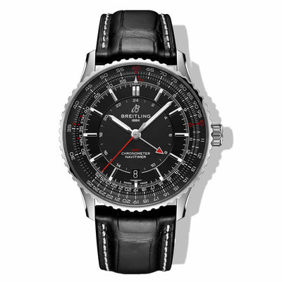Breitling Navitimer Automatic GMT 41 Black Dial on Alligator Leather- 41mm - Breitling product