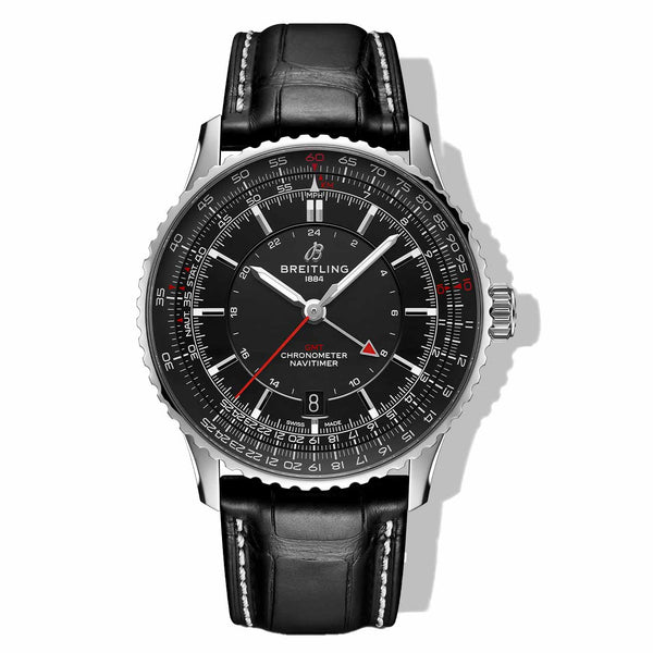 Breitling Navitimer Automatic GMT 41 Black Dial on Bracelet- 41mm