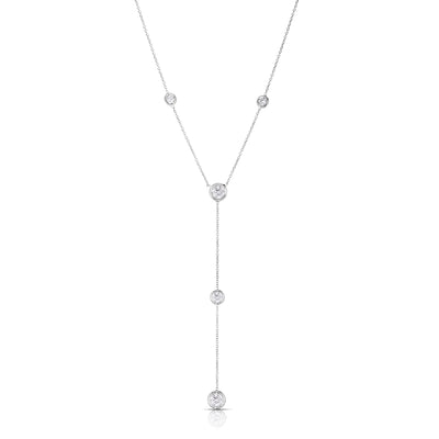 Roberto Coin Diamonds By The Inch 5 Bezel Set Diamond Y Necklace in White Gold - Roberto Coin product