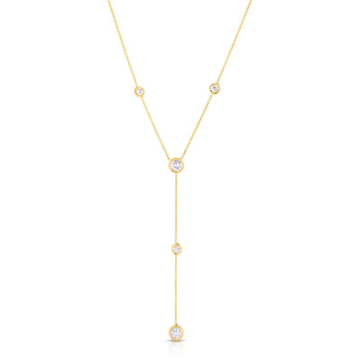 Roberto Coin Diamonds By The Inch 5 Bezel Set Diamond Y Necklace in Yellow Gold - Roberto Coin product