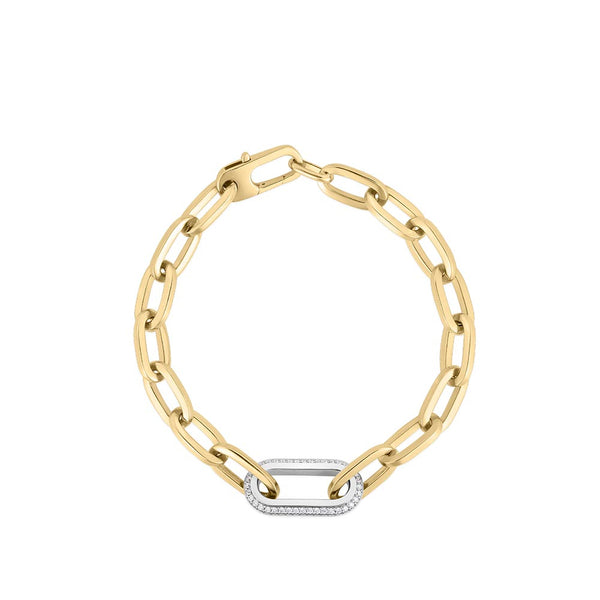 Roberto Coin Designer Gold Diamond Thin Link Bracelet