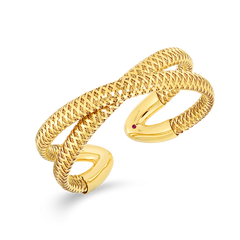 Roberto Coin Primavera Yellow Gold Criss-Cross Cuff Bangle