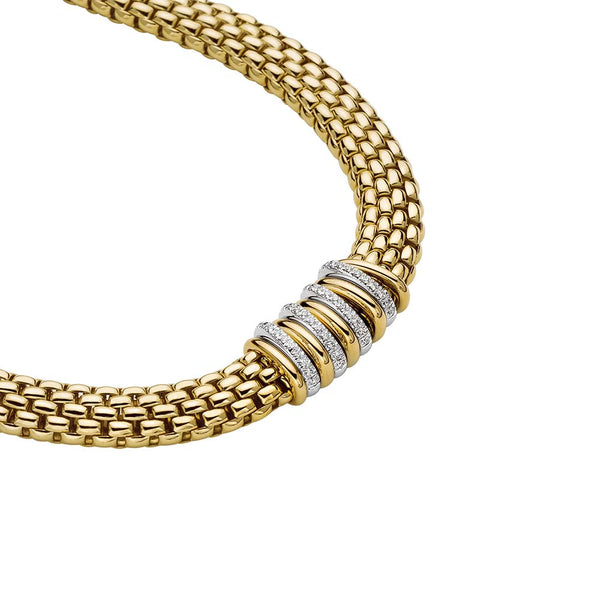 Fope Panorama Gold and Diamond Rondel Necklace