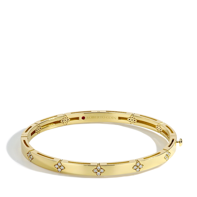 Roberto Coin Verona Diamond Flower Bangle in Yellow Gold - Roberto Coin product