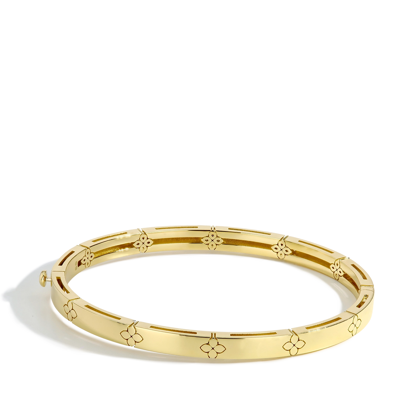 Roberto Coin Verona Diamond Flower Bangle in Yellow Gold