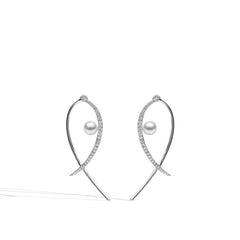 Yoko London Sleek Akoya Pearl Loop Drop Earrings