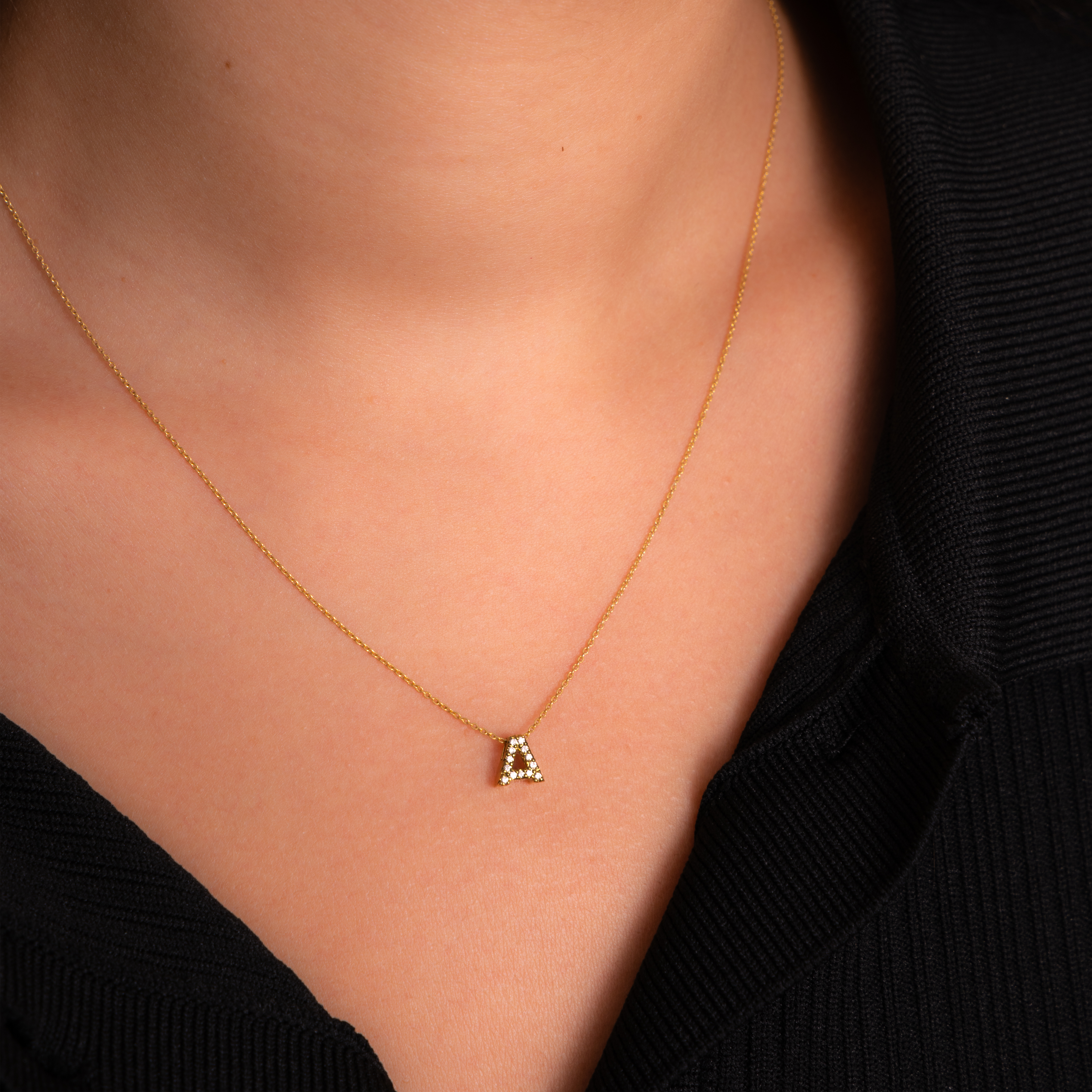 Roberto Coin Tiny Treasures Initial Thoughts Necklace Yellow Gold