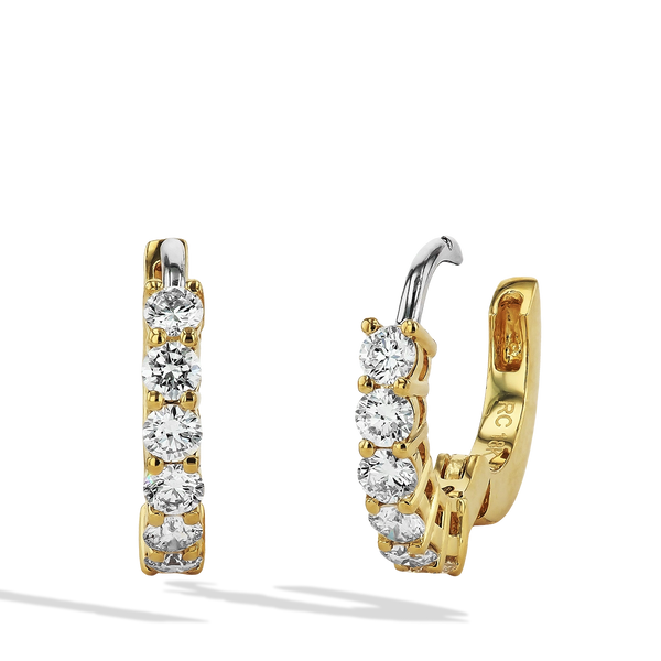 Roberto Coin Yellow Gold Diamond Huggie Earrings Hoop