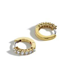 Roberto Coin Yellow Gold Diamond Huggie Earrings Hoop