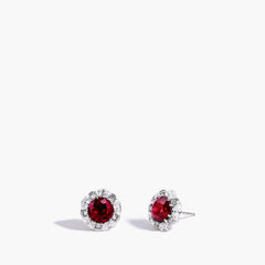 Robert Pelliccia Ruby and Diamond Halo Stud Earrings
