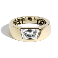 Trapezoid Diamond Wide Band Engagement Ring