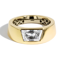 Trapezoid Diamond Wide Band Engagement Ring