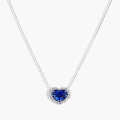 Robert Pelliccia Blue Sapphire and Diamond Halo Pendant Necklace