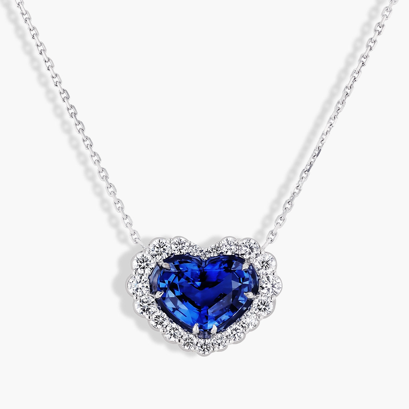 Robert Pelliccia Blue Sapphire and Diamond Halo Pendant Necklace