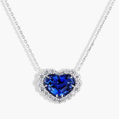 Robert Pelliccia Blue Sapphire and Diamond Halo Pendant Necklace