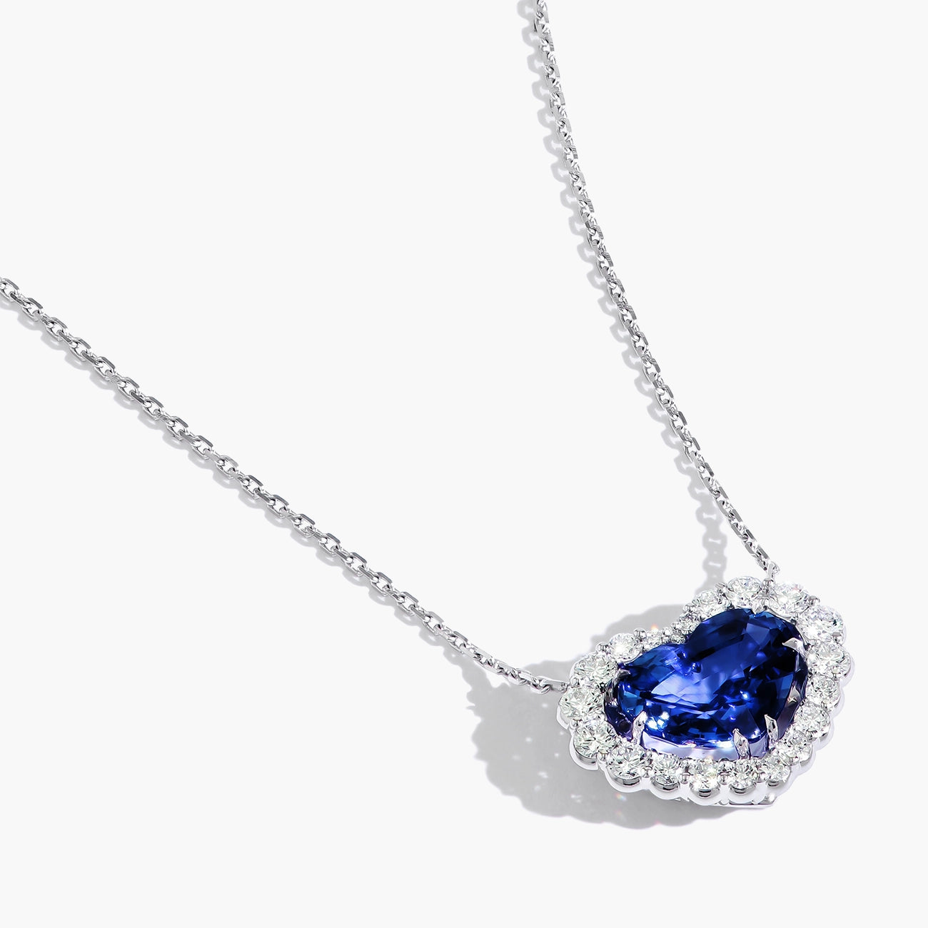 Robert Pelliccia Blue Sapphire and Diamond Halo Pendant Necklace