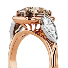 Robert Pelliccia Cognac Cushion Cut Diamond Three-Stone Engagement Ring