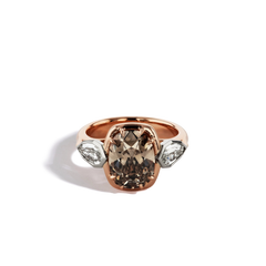 Robert Pelliccia Cognac Cushion Cut Diamond Three-Stone Engagement Ring